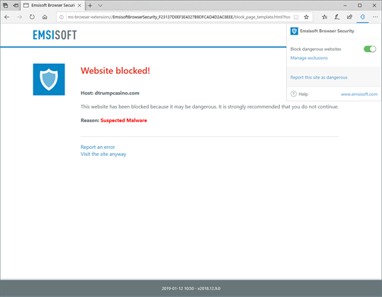 Emsisoft Browser Security screenshot 1