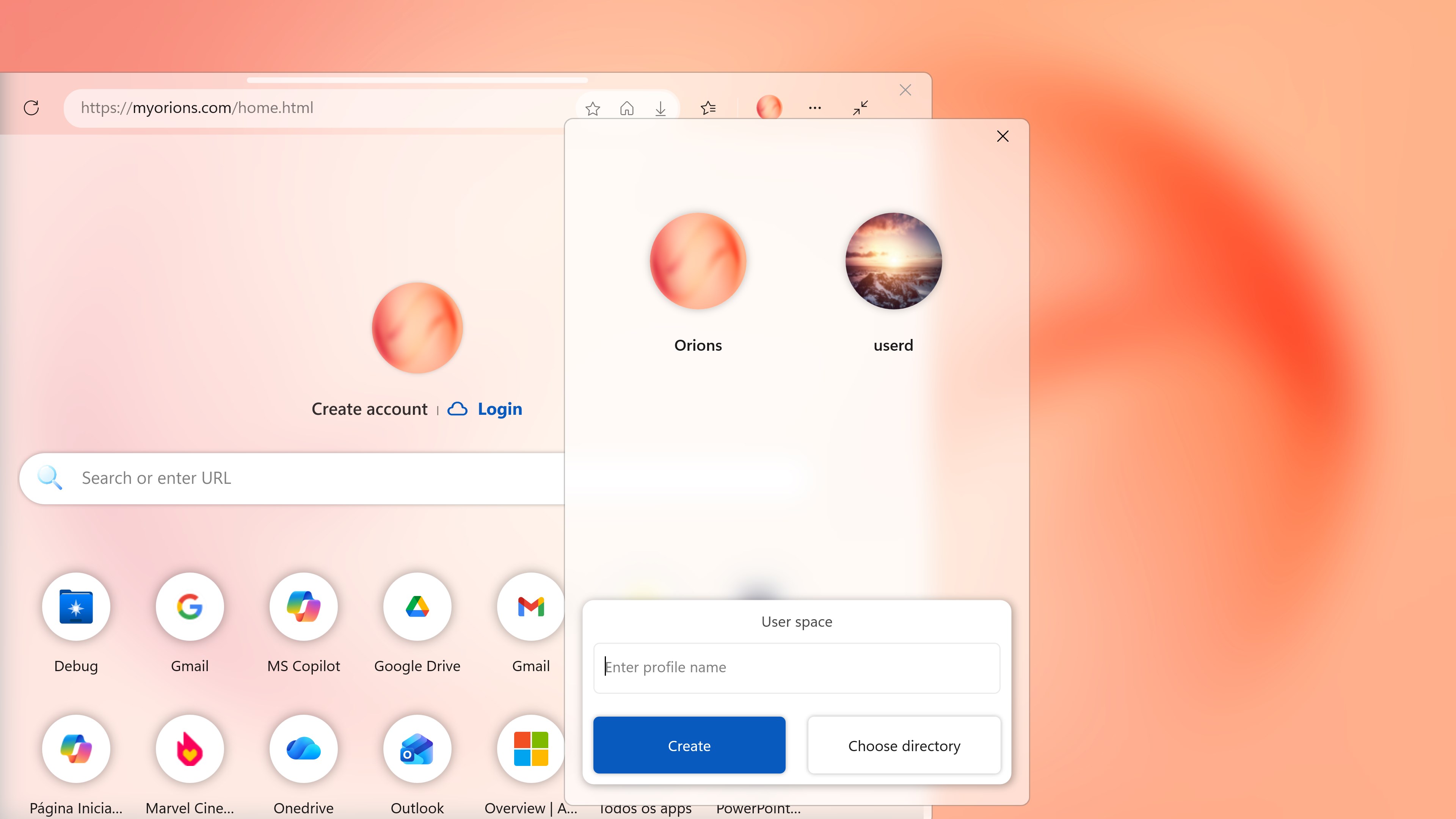 Orions Browser screenshot
