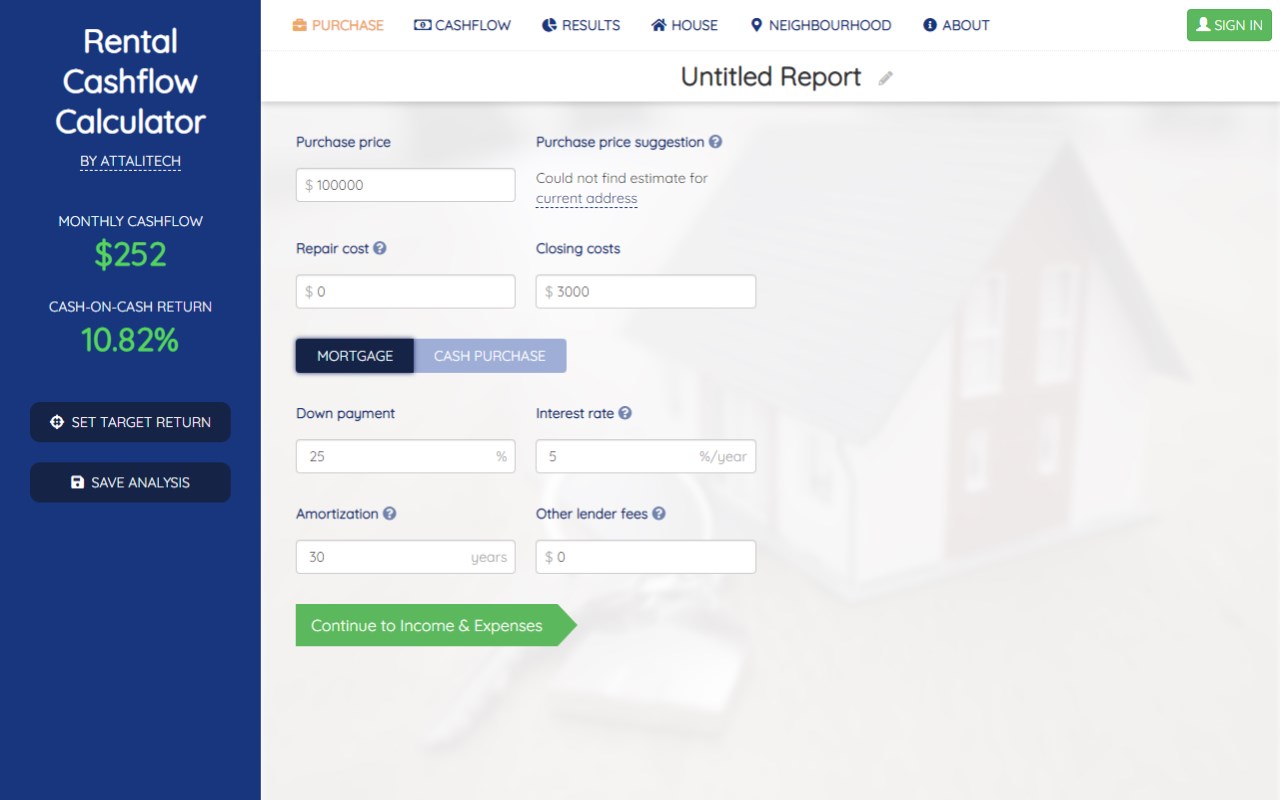 Cashflow Calculator for Zillow/Trulia/Redfin