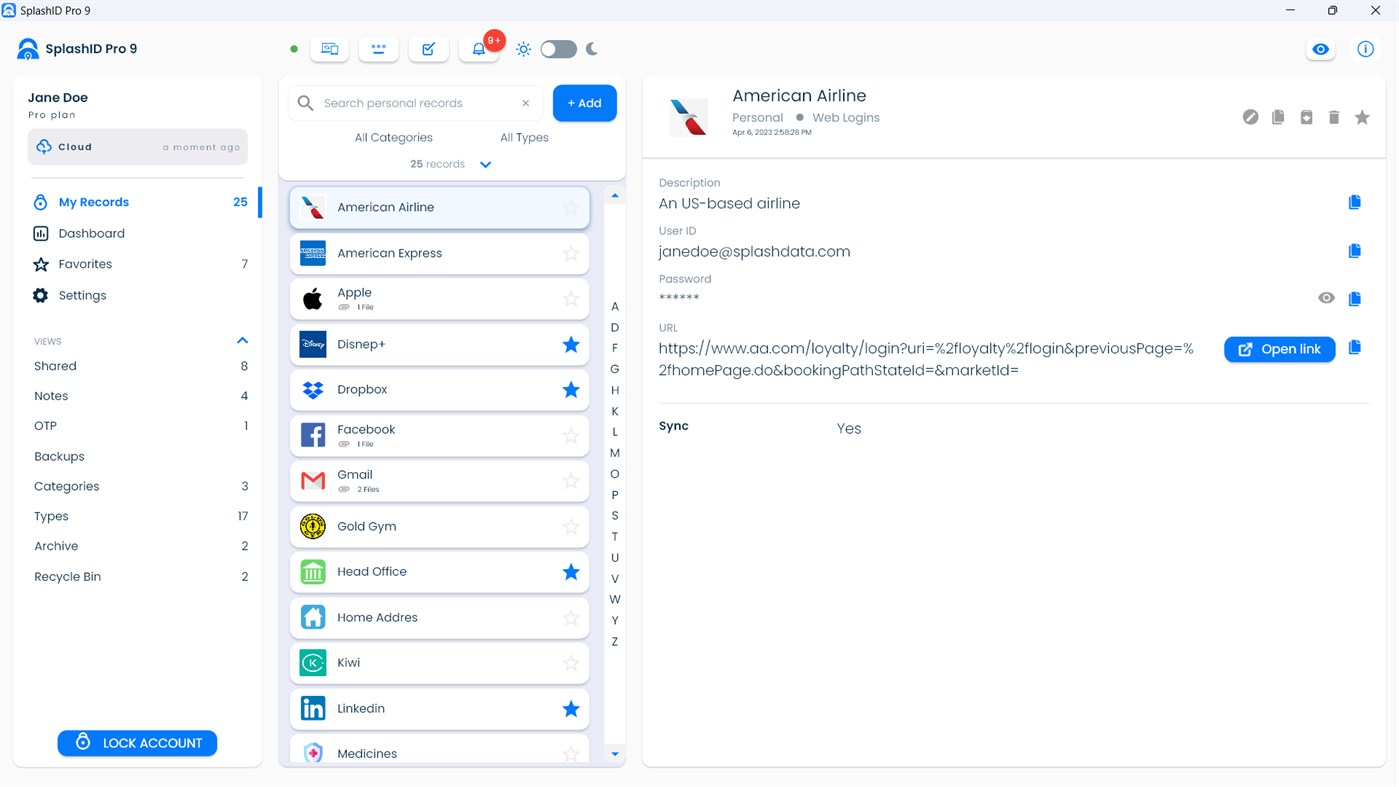 #3. SplashID Pro 9 (Windows) By: SplashData Inc.