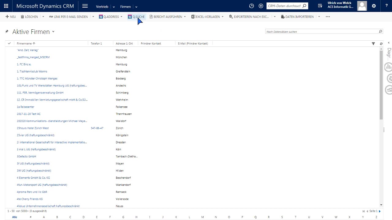 Snapshot 1 of Datenqualität in D'365 Marketing & Sales