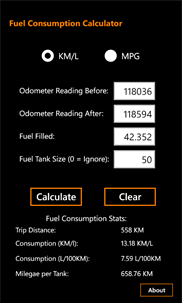 Fuel Consumption Calculator screenshot 2