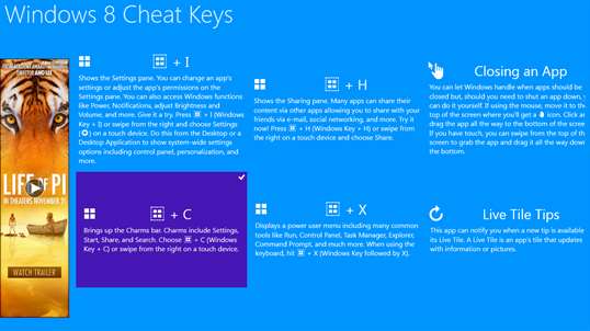 Windows 8 Cheat Keys screenshot 1