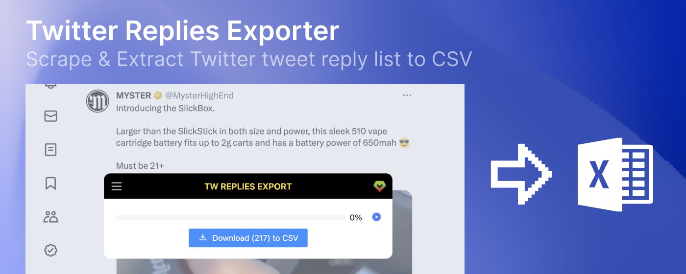 TwReplyExport - Twitter Replies Export