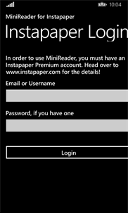 MiniReader for Instapaper screenshot 1