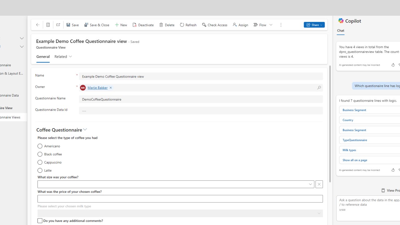 Snapshot 3 of Smartforms: Advanced Questionnaire Builder for Microsoft Dynamics 365