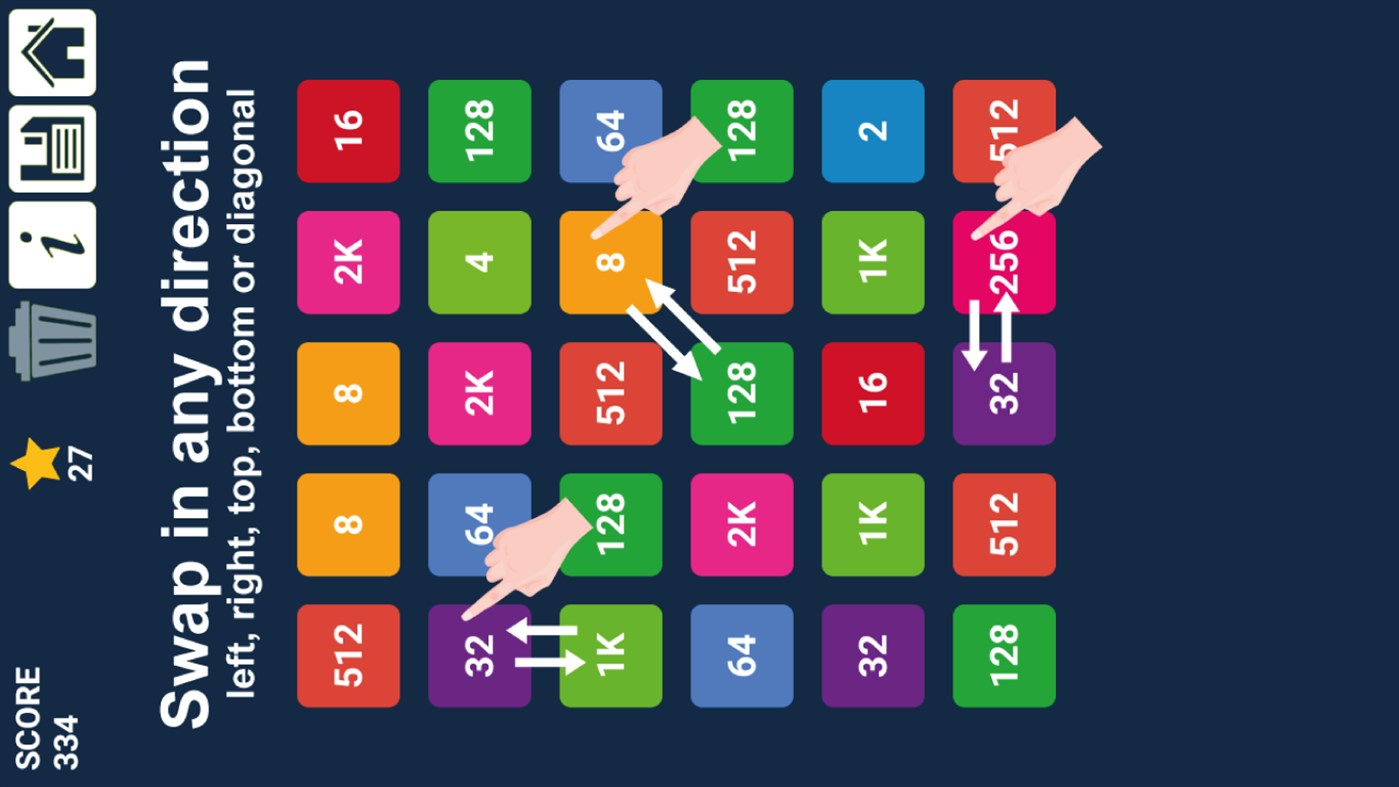 #2. 2048 Swap n Merge Numbers: Match 3 Block Puzzle (Windows) 由: Amr Hassan