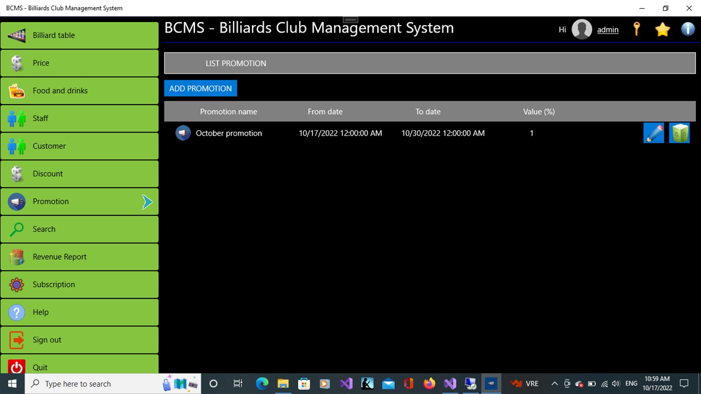 #10. BCMS - Billiards Club Management System (Windows) โดย: hoangdangal
