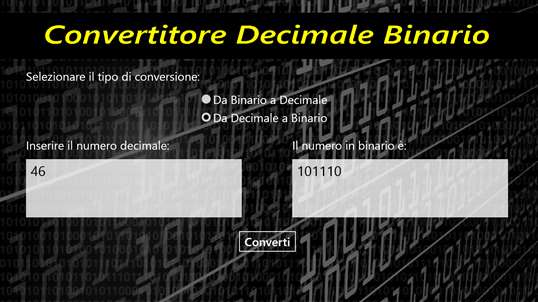 Convertitore Decimale Binario screenshot 1