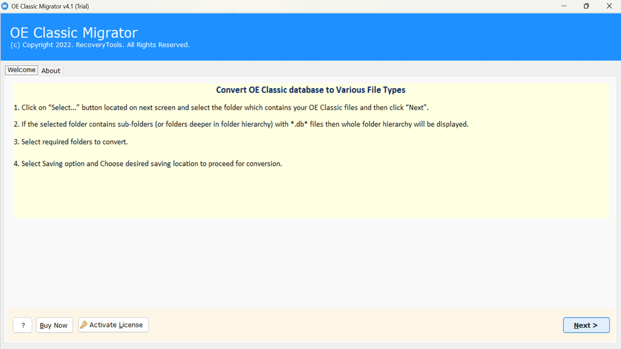 Snapshot 2 of RecoveryTools OE Classic Migrator