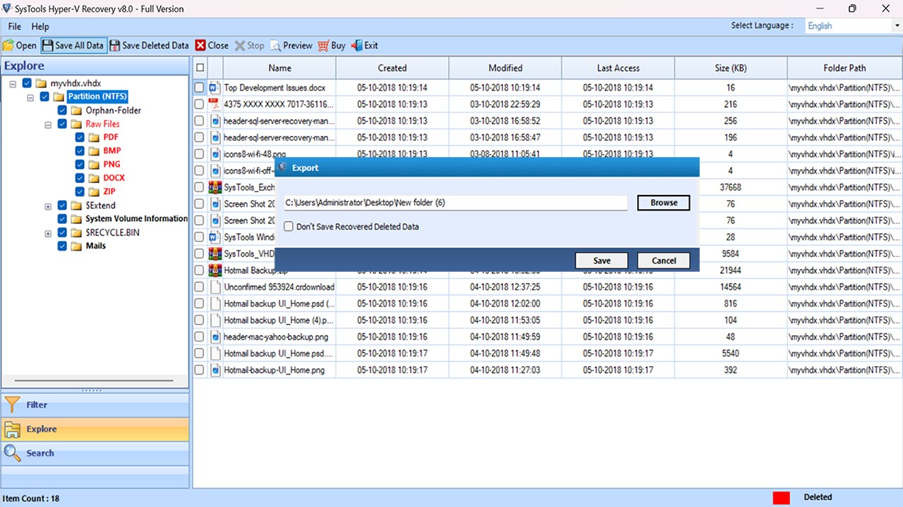 Snapshot 4 of SysTools Hyper-V Data Recovery