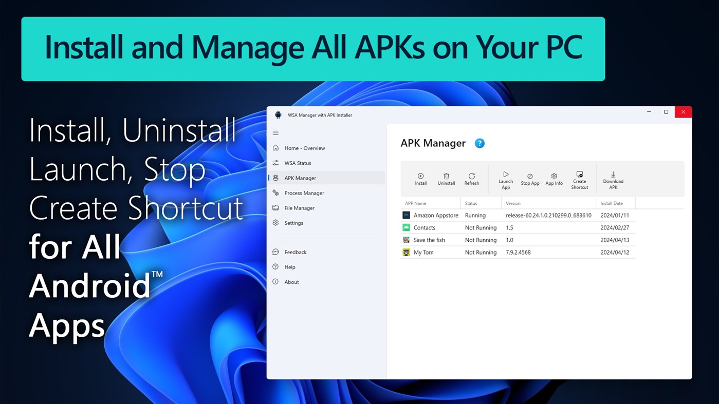 #4. WSA Manager with APK Installer (Windows) By: LISAppStudio.com