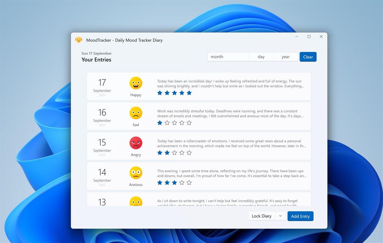 #1. Daily Mood Tracker Diary (Windows) De: EvlarSoft LLC