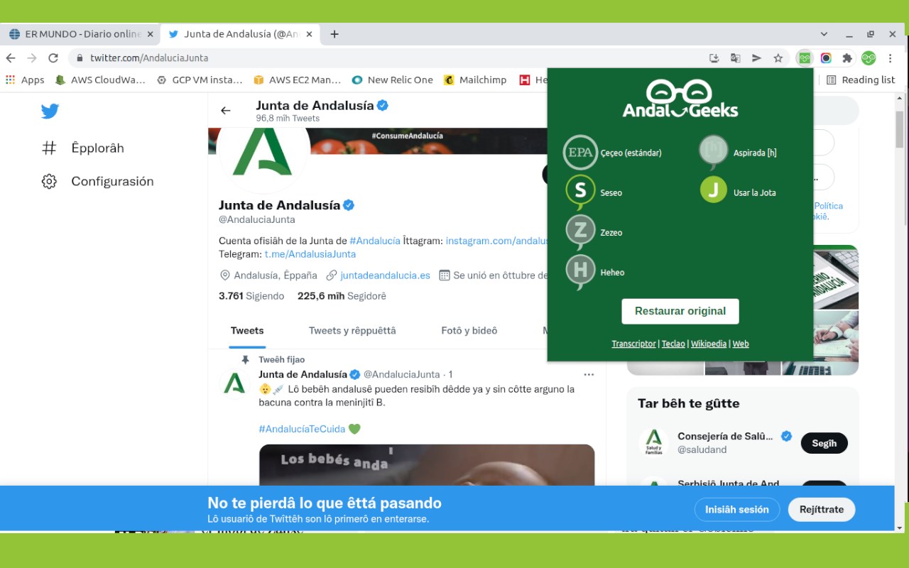 Andaluh for Web Browser