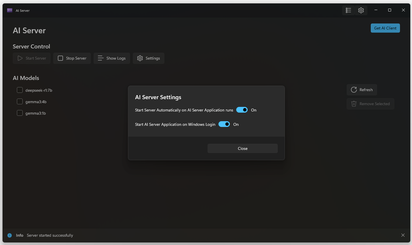 AI Server screenshot
