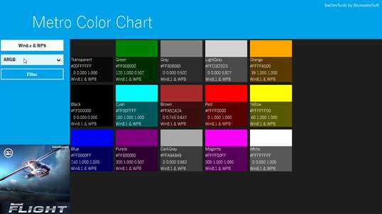 bwDevTools: Metro Color Chart screenshot 1