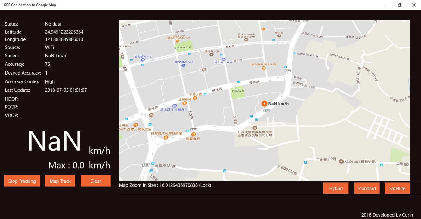 #2. GPS Geolocation for GMap (Windows) Podle: Chiu Chia Chang