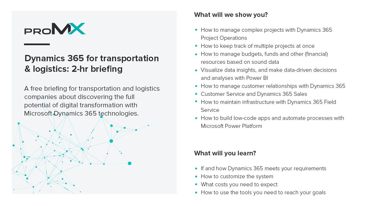 Snapshot 1 of Dynamics 365 for transportation & logistics: 2-hr briefing