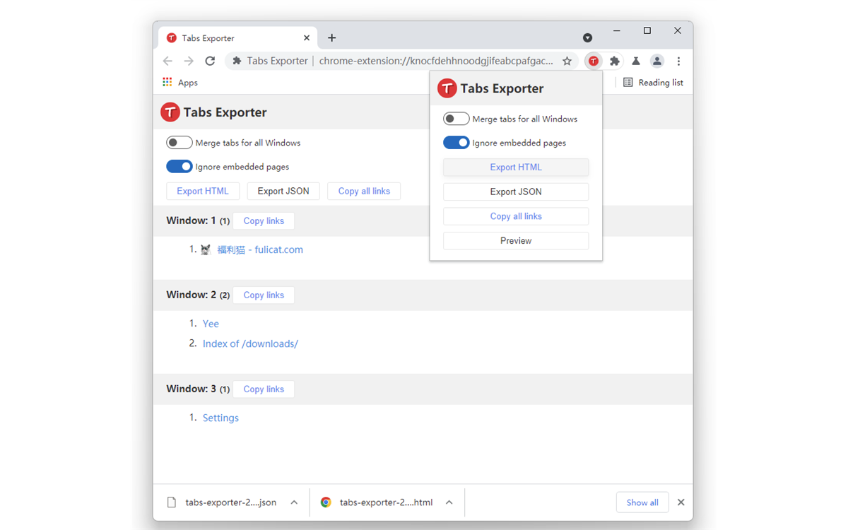Tabs Exporter