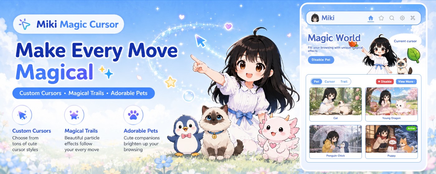 Miki Magic Cursor — Cursor, Trail & Pet