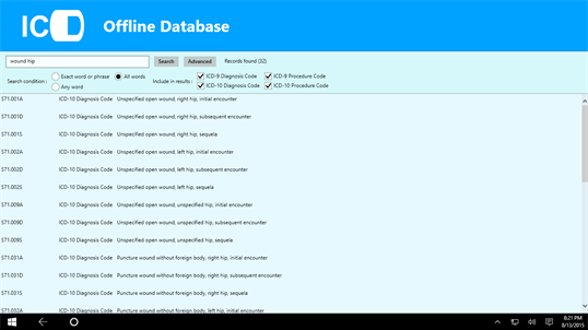 ICD9/ICD10 Offline Database screenshot 2