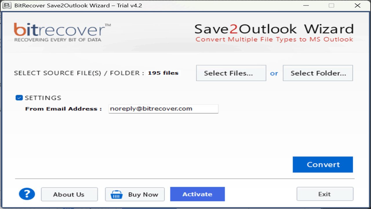 Snapshot 3 of BitRecover Save to Outlook Software