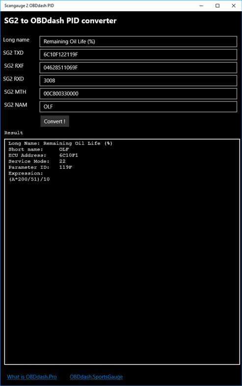#1. SGII to OBD dash PID (Windows) 由: FredsToolbox