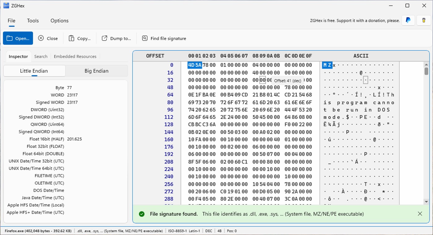 #6. ZGHex (Windows) بواسطة: The ZipGenius Team