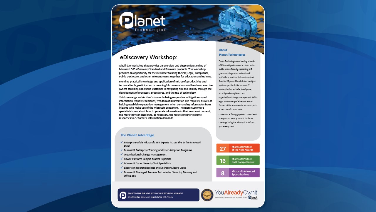 Snapshot 1 of eDiscovery Workshop: 4 hours Workshop