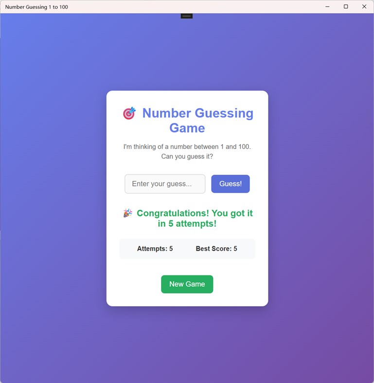 #1. Number Guessing 1 to 100 (Windows) 由: RollerNiGi