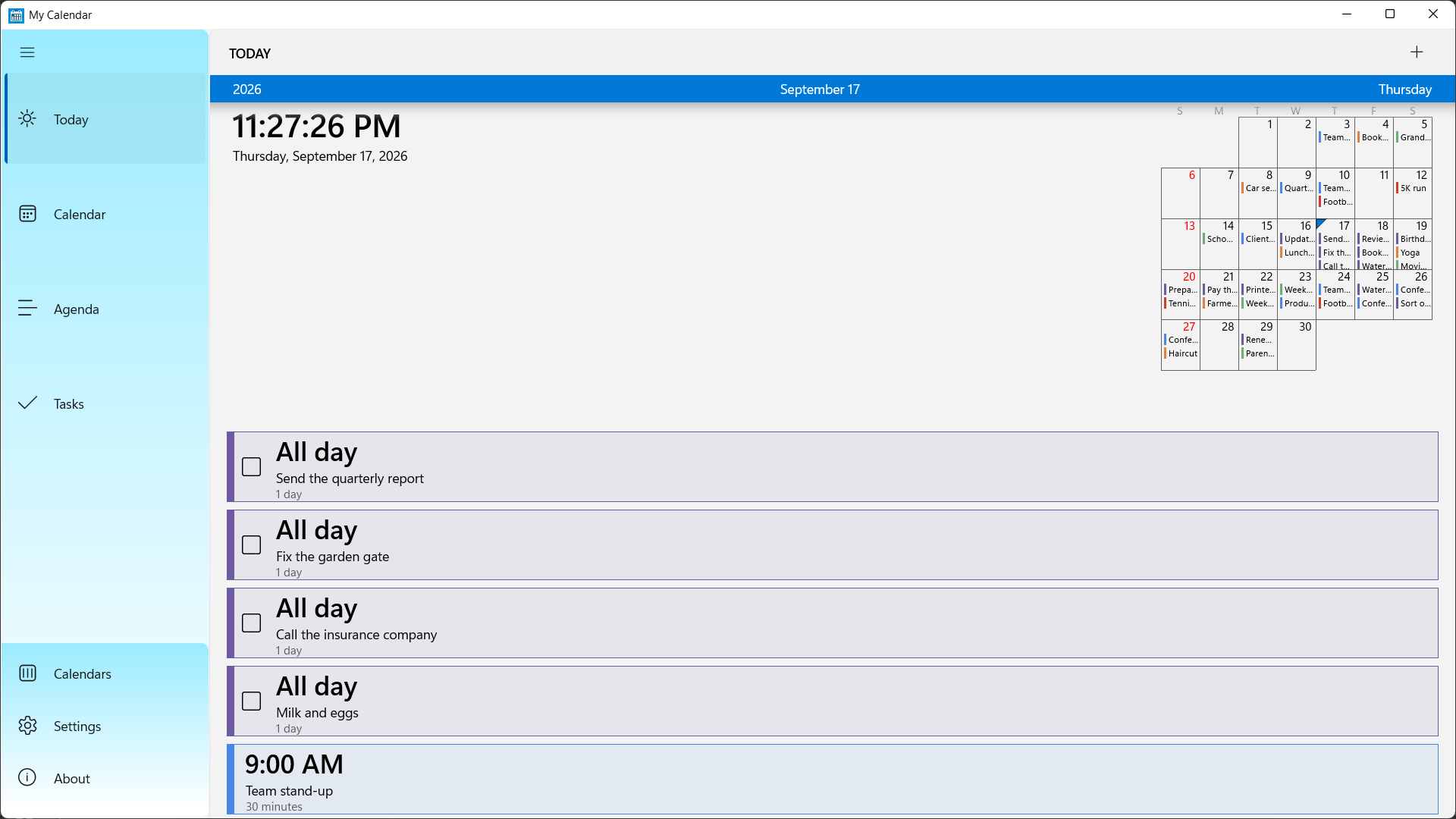 My Calendar screenshot