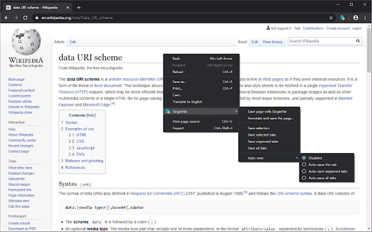 SingleFile – Save Complete Webpages as One HTML