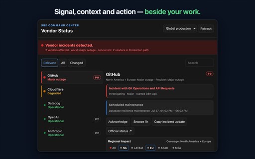 Vendor Status Dashboard screenshot 2
