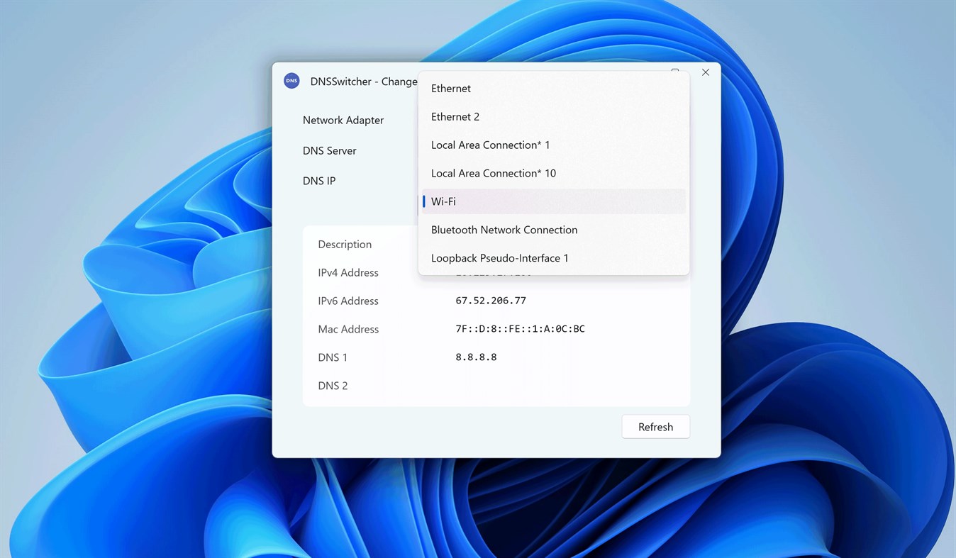 #3. DNS Switcher - Change DNS Servers (Windows) Podle: EvlarSoft LLC