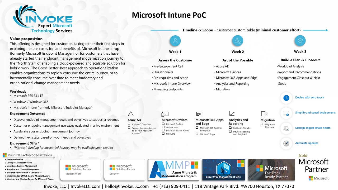 Snapshot 1 of Microsoft Intune (Windows): 1-Wk Proof of Concept