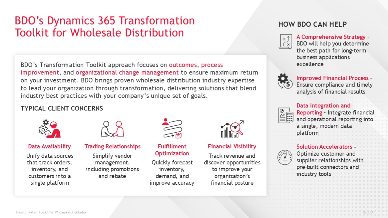 Snapshot 2 of BDO Dynamics 365 Transformation Toolkit for Wholesale Distribution
