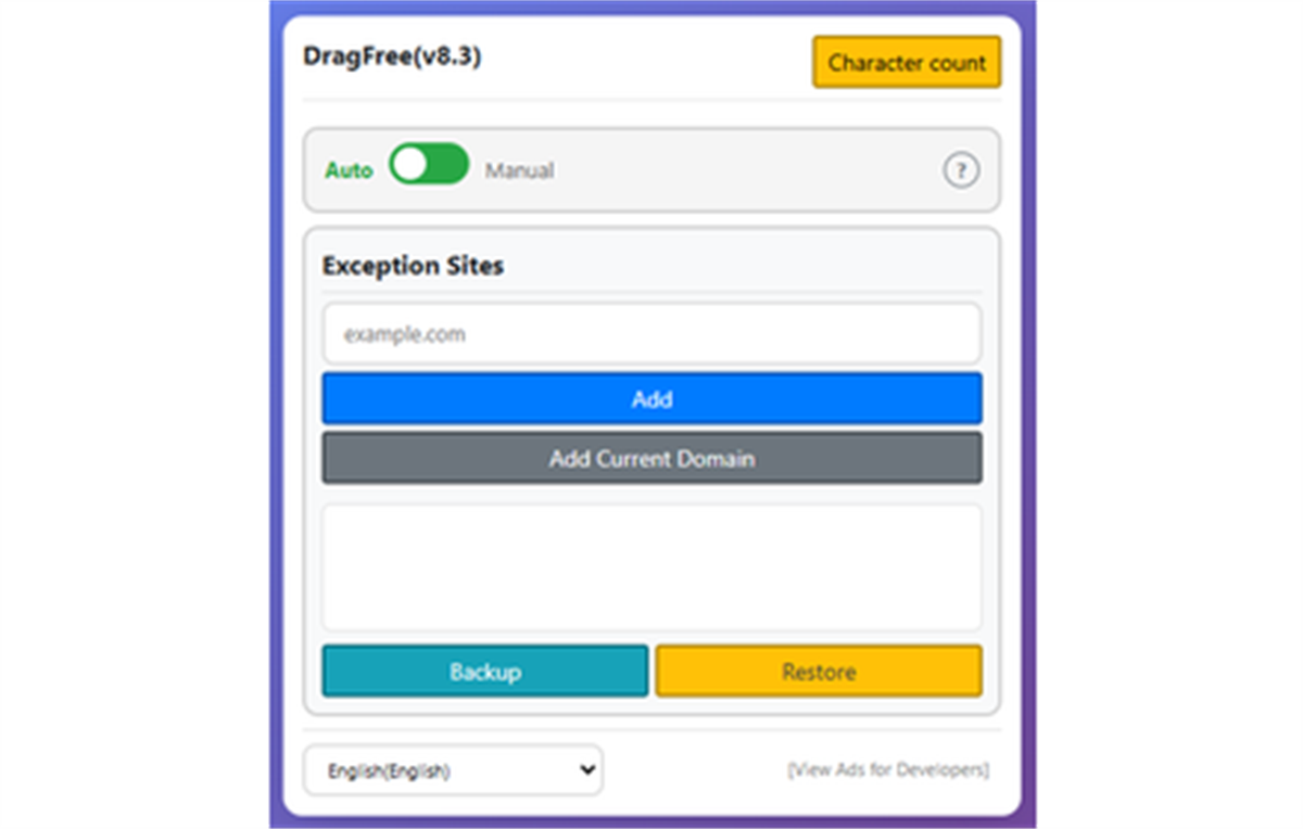 DragFree (Mouse Unblock+Char Count+Image Save+Capture)