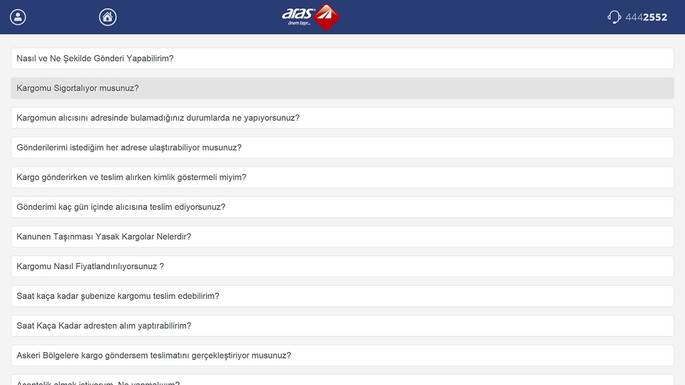 Aras Kargo Mobil Uygulama Screenshot