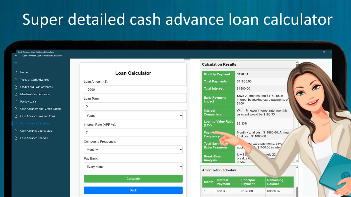 #2. Cash Advance Loan Guide and Calculator (Windows) By: Better courses
