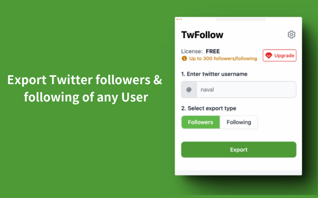 TwFollow: Export Twitter Followers