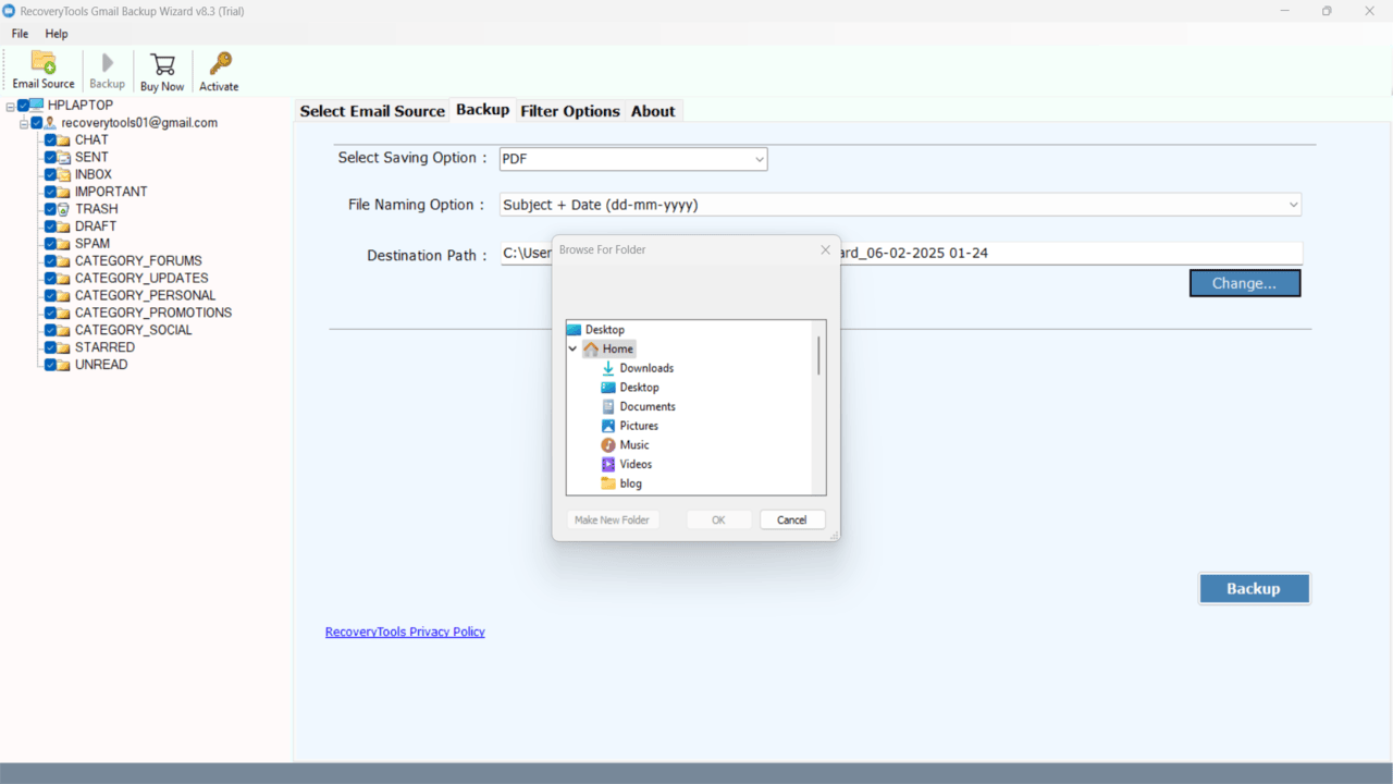 Snapshot 6 of RecoveryTools Gmail to Outlook Migration Tool