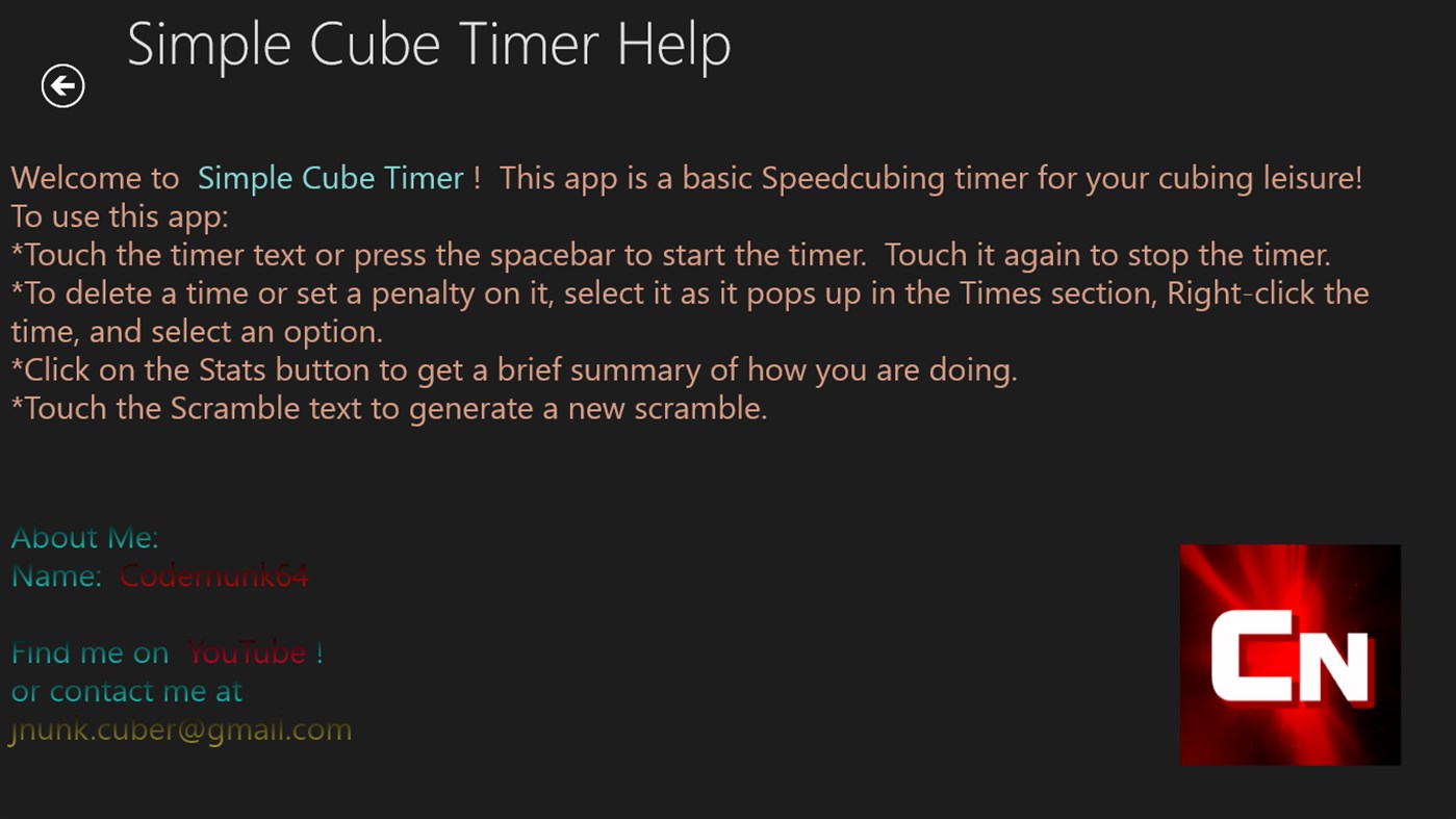 #5. Simple Cube Timer (Windows) By: Codernunk