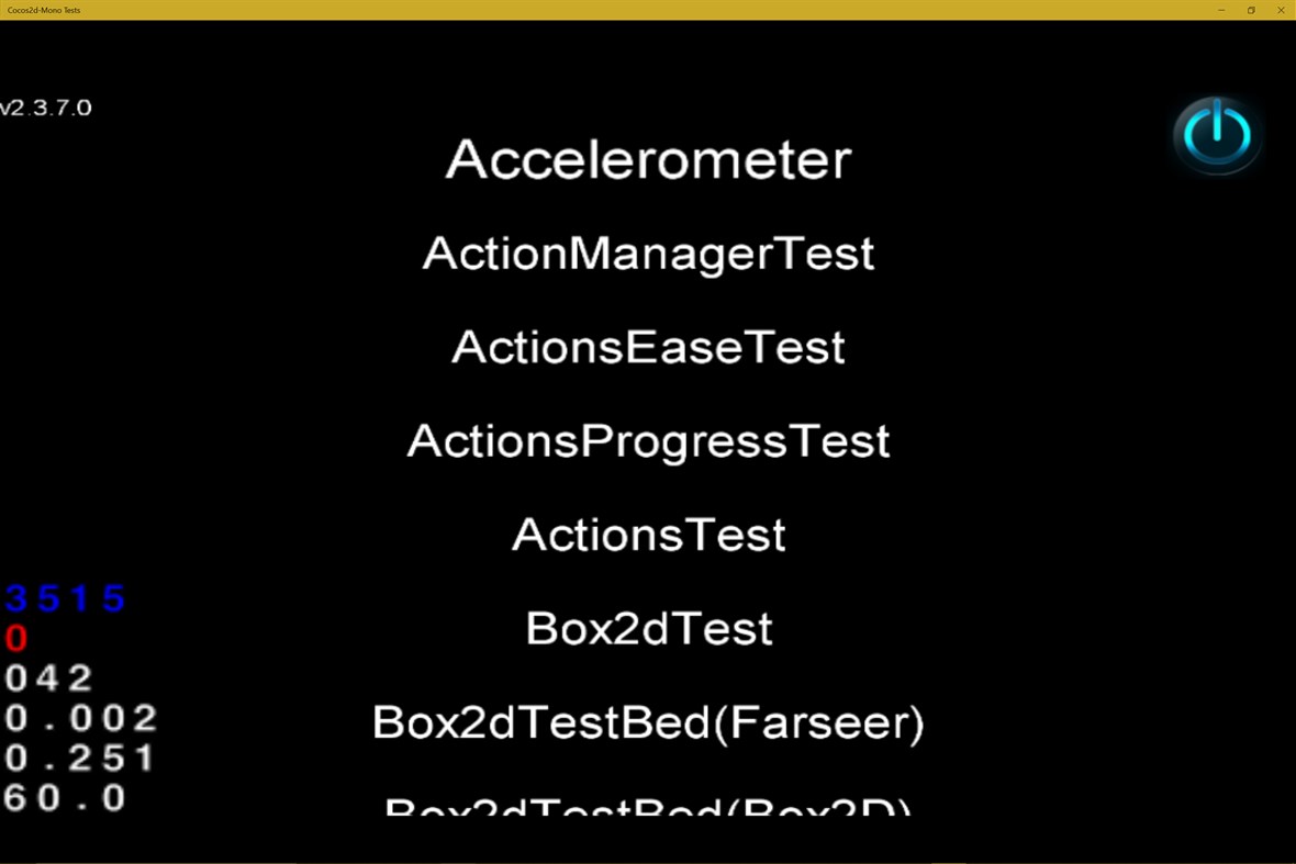 #1. Cocos2D-Mono Tests (Windows) 게시자: Broken Walls Studios