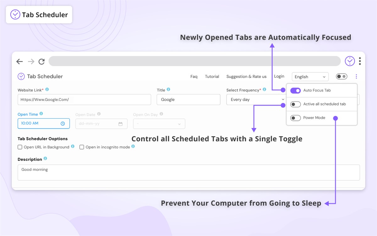 Tab Scheduler with auto open and close - Edge add-on