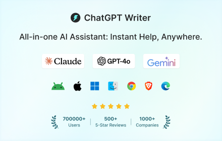 ChatGPT Writer: Use AI on Any Site small promo image