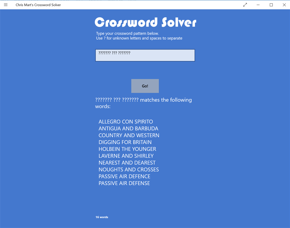 #1. Chris Mart's Crossword Solver (Windows) 由: Chris Mart