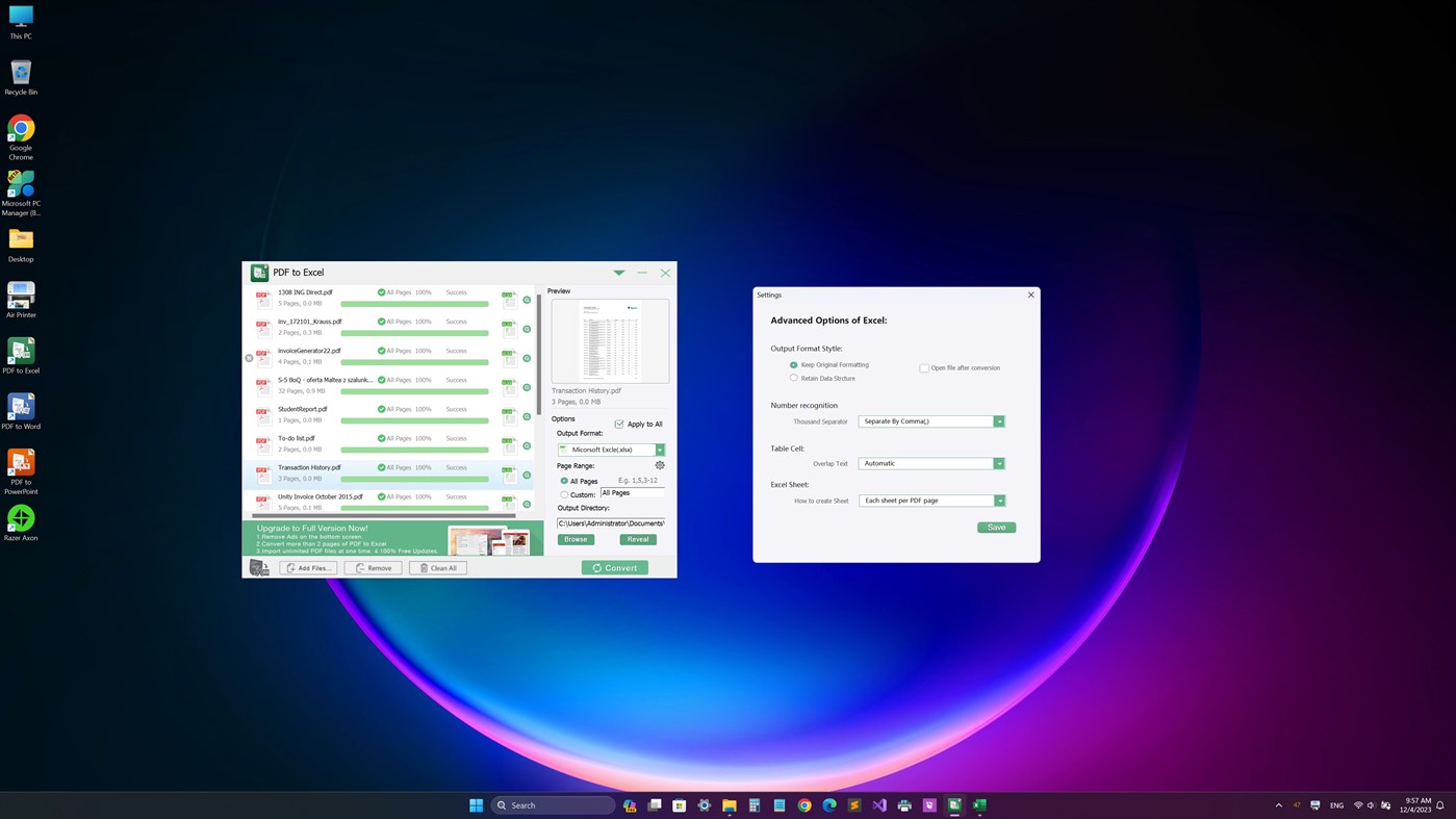 #4. Flyingbee PDF to XLS (Windows) بواسطة: Flyingbee Software