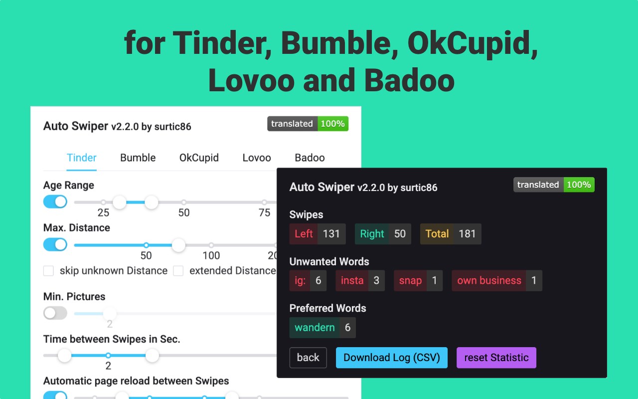 Auto Swiper for Tinder, Bumble and more!