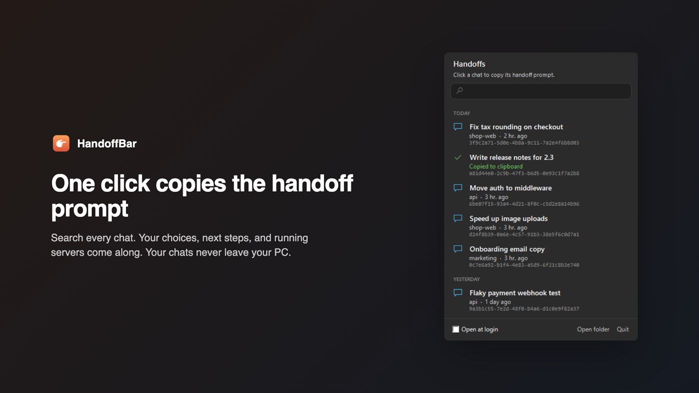 #2. HandoffBar (Windows) Af: Titus Decali