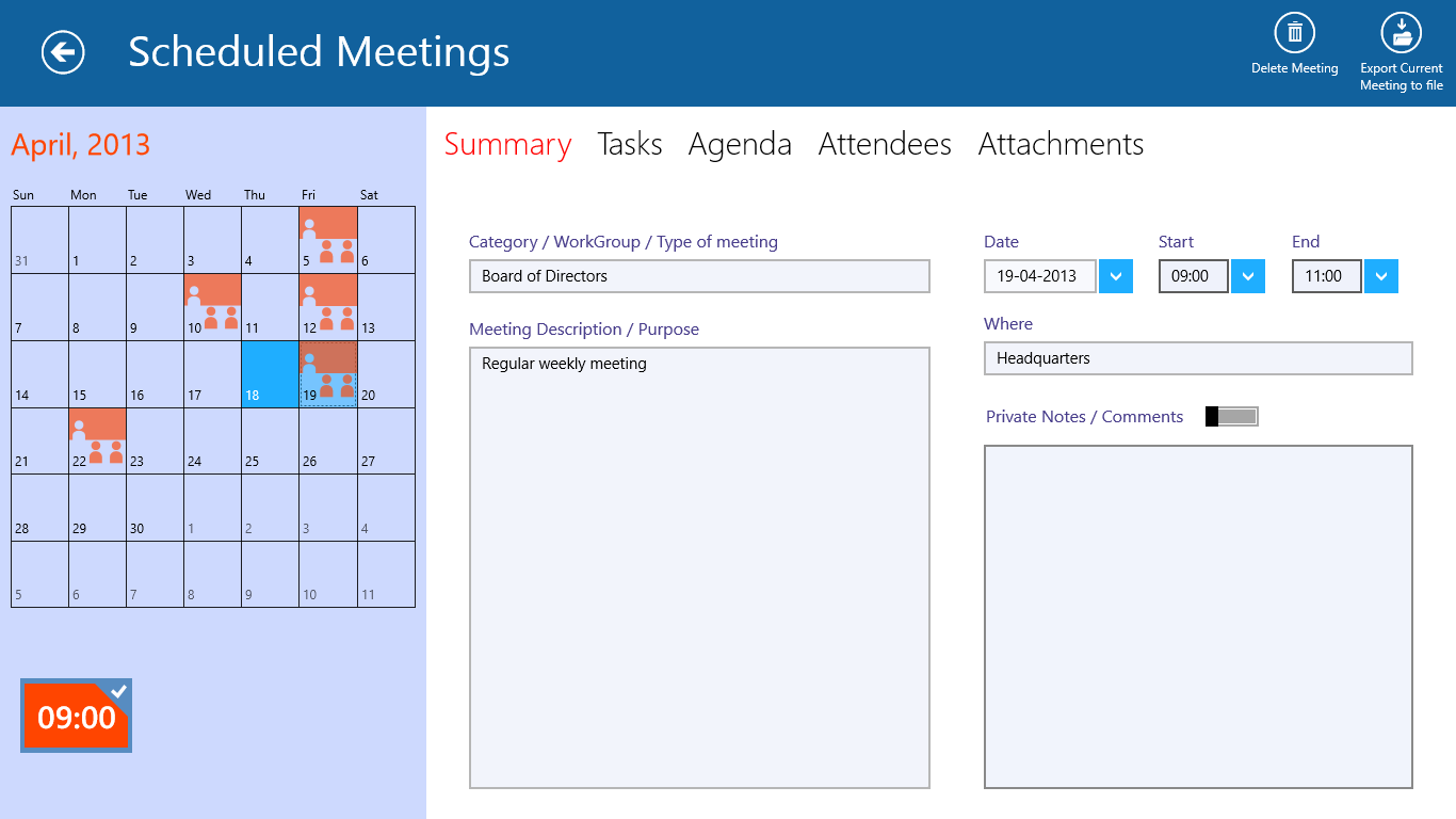 Review and edit Scheduled meetings